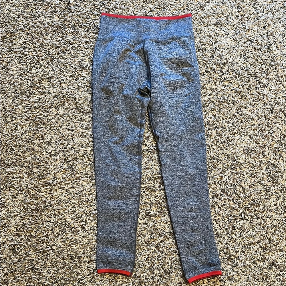 Athleta Gray Leggings with Red Trim